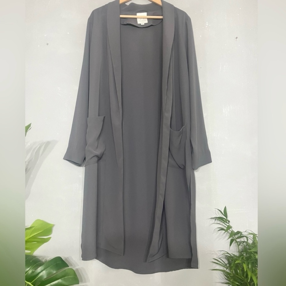 Long Open-Front Gray Women's Cardigan Sweater